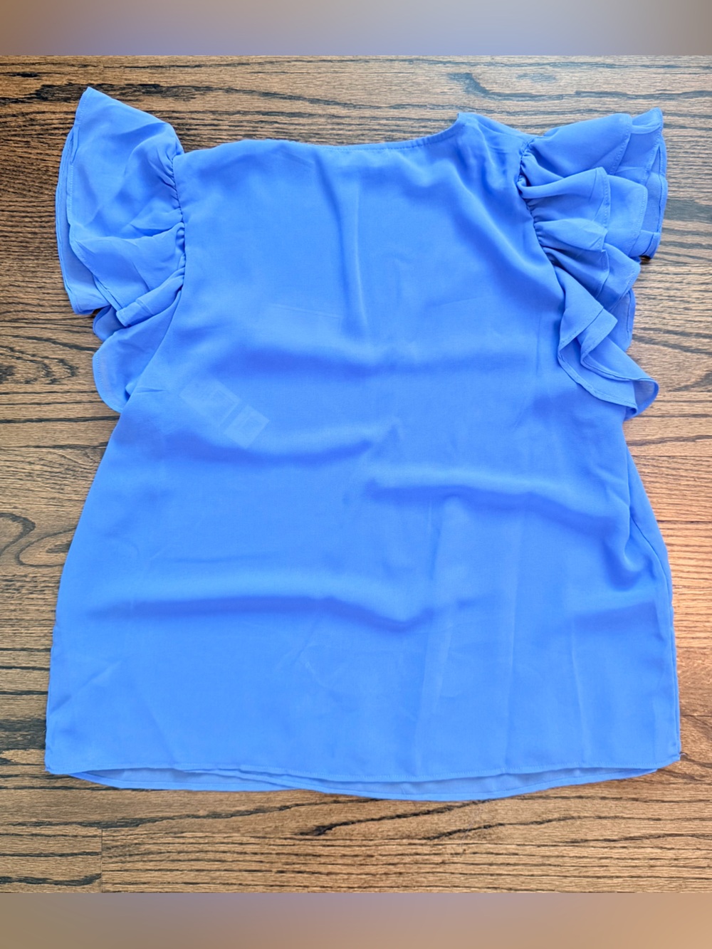 1. State (Nordstrom) Periwinkle V-Neck Flutter Sleeve Blouse - size large - Picture 5 of 5
